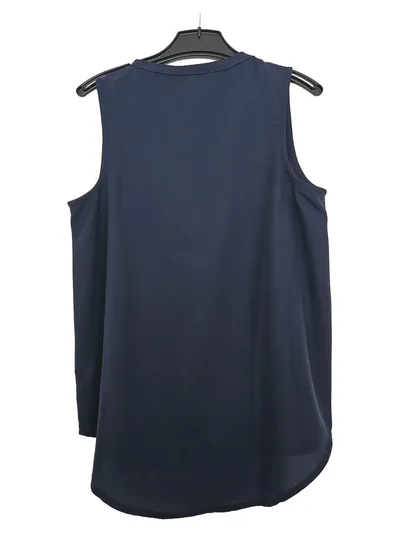GUESS Damen Bluse Ärmellos Gr. S Blau V-Ausschnitt Zierknöpfe