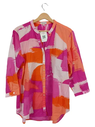 Marie Lund Damen Bluse Gr. 42 Abstrakt Pink Orange Baumwolle 3/4-Arm