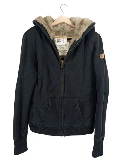 United Colors of Benetton Sweatjacke Herren L Schwarz Fellimitat Futter