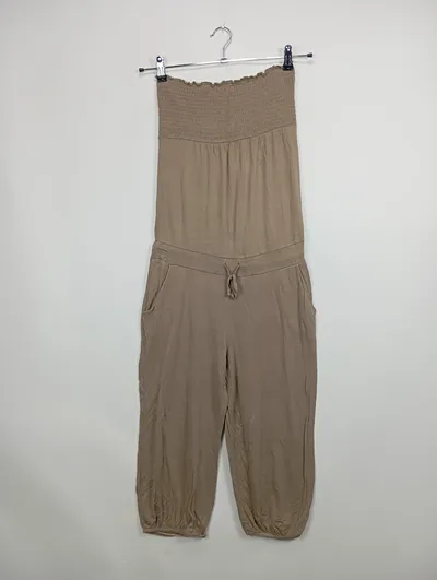 Buffalo London Damen Jumpsuit Trägerlos Beige Gr. 36/S Viskose