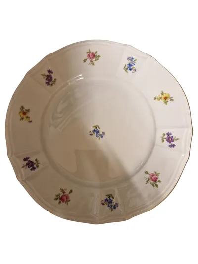 FÜRSTENBERG Platzteller Porzellan Blumenmuster Klassisch Weiß 20 cm