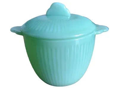 Fire King Jade-ite Dessertschüssel Vintage Türkis Glas mit Deckel 7.5cm