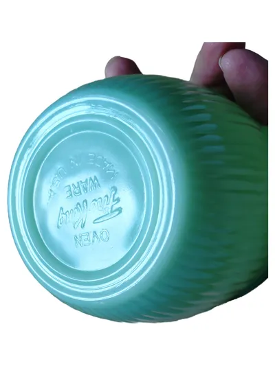 Fire King Jade-ite Dessertschüssel Vintage Türkis Glas mit Deckel 7.5cm