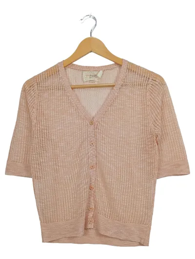 Sundry Damen Strickjacke Rosa Gr. 36/S Casual Lochmuster Kurzarm