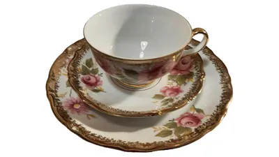 Winterling Sammelgedeck 3-teilig Porzellan Blumenmuster Weiß 19cm