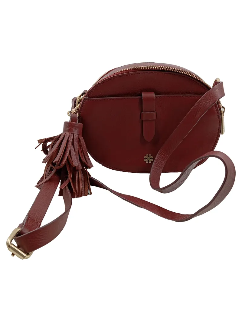 DAY Birger et Mikkelsen Damen Umhängetasche Rund Leder Quaste Braun 1