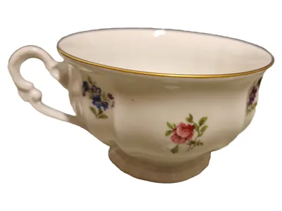 FÜRSTENBERG Porzellan Tasse Unterteller Blumenmuster Klassisch Weiß 6cm