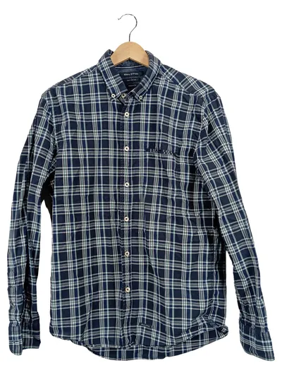 Marc O'Polo Herren Karohemd Blau Gr. 38 Langarm Casual