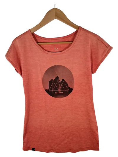 Salewa Damen T-Shirt Gr. 38/M Orange Logo Print Outdoor Baumwolle