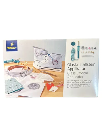 Tchibo Glas Kristallstein Applikator Set Make up Glitzersteine Damen Mehrfarbig