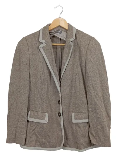 Basler Damen Blazer Gr. 40/L Beige Business Wolle Kaschmir Strick