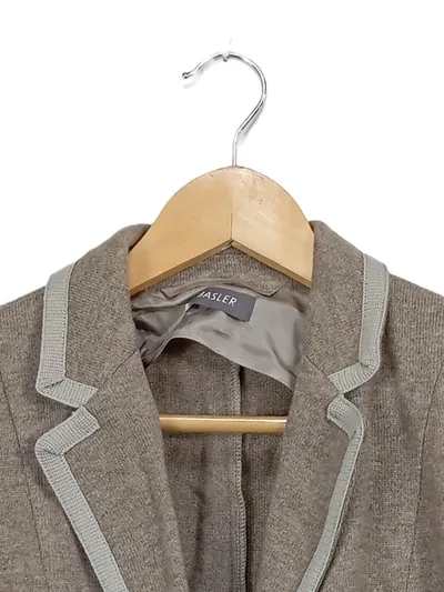 Basler Damen Blazer Gr. 40/L Beige Business Wolle Kaschmir Strick