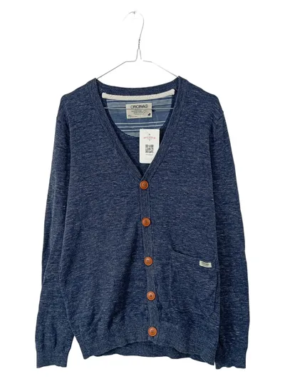 Jack & Jones Strickjacke Herren M Blau Meliert Baumwolle Casual Freizeit Langarm