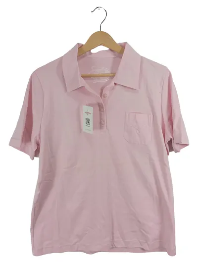 Gina Laura Damen Poloshirt Rosa Gr. L Basic Collection Kurzarm
