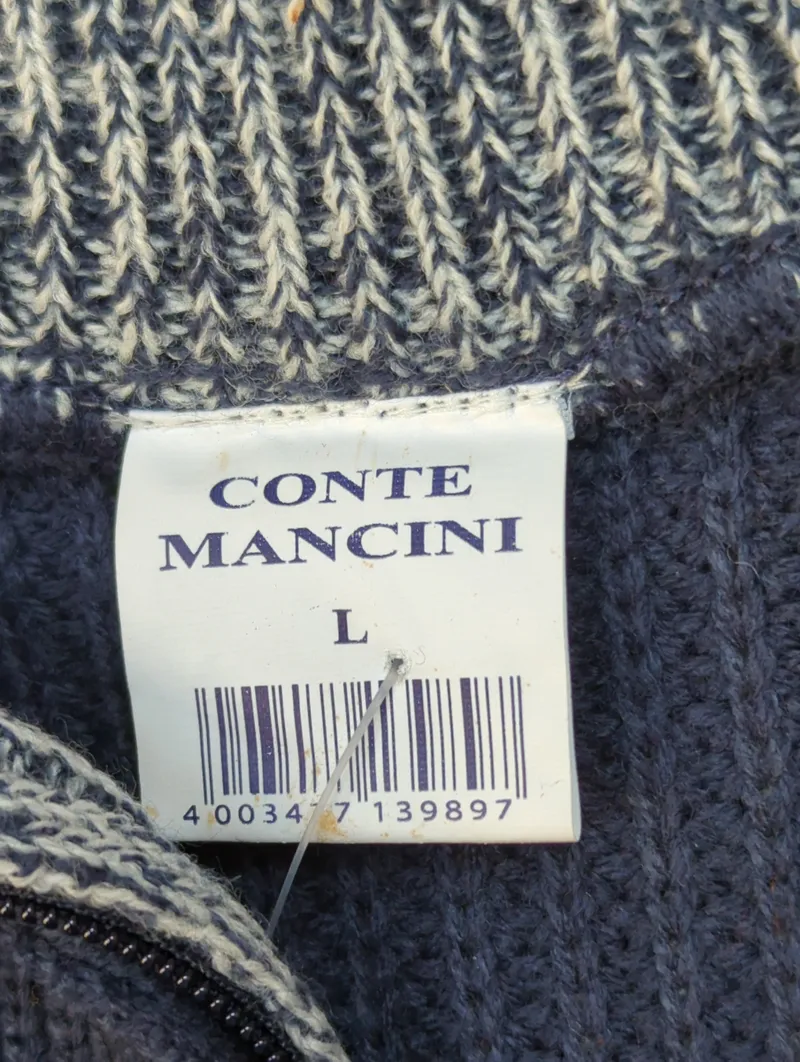 Conte Mancini Herren Strickpullover Pullover Blau Gr. 50 L Reißverschluss 3
