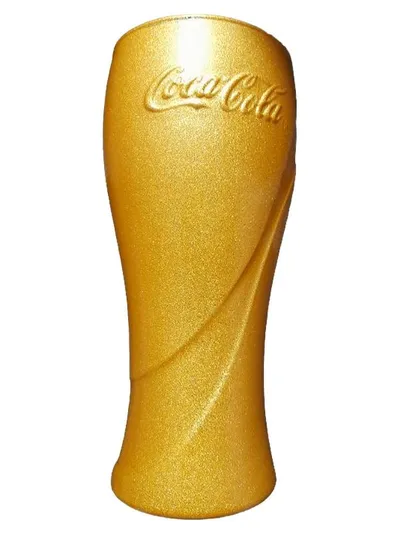 Coca-Cola Sammelglas Gold McDonald's Logo Becher 17cm Glas