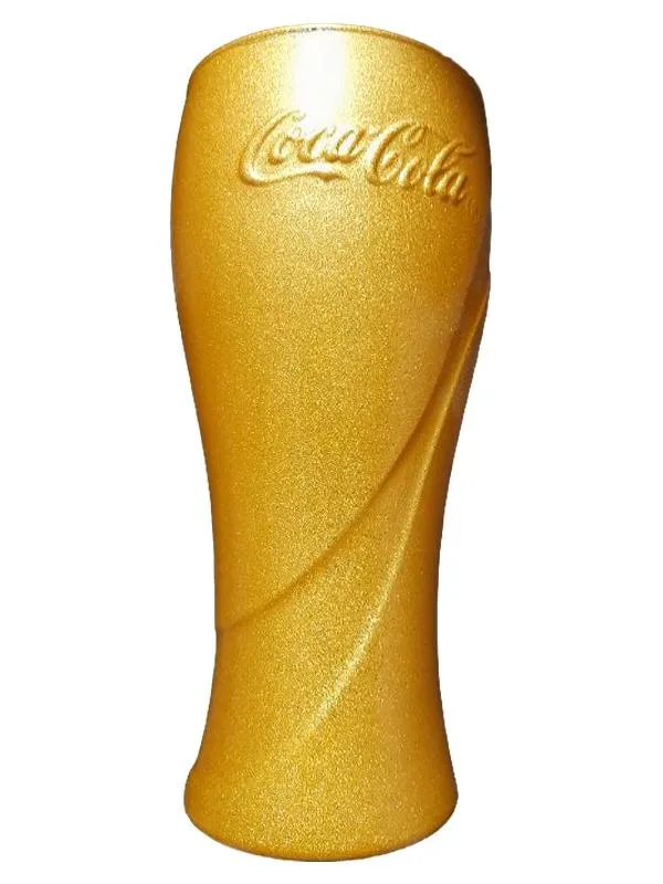 Coca-Cola Sammelglas Gold McDonald's Logo Becher 17cm Glas 1