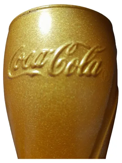 Coca-Cola Sammelglas Gold McDonald's Logo Becher 17cm Glas