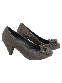 Evita Damen Pumps Wildleder Grau Gr. 34 Elegant Schleife Festlich Slip-On 1