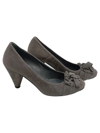 Evita Damen Pumps Wildleder Grau Gr. 34 Elegant Schleife Festlich Slip-On
