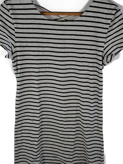 Tom Tailor T-Shirt Kleid Mädchen Gr. 176 Grau Gestreift Freizeit Minikleid