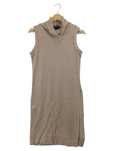 CLOUD 5IVE Strickkleid Damen Gr. 38 M Beige Rollkragen Ärmellos Casual