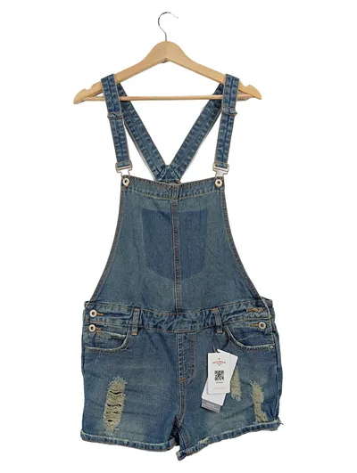 SUBLEVEL Damen Latzhose Jeans Shorts Gr. 32 Blau Casual Distressed