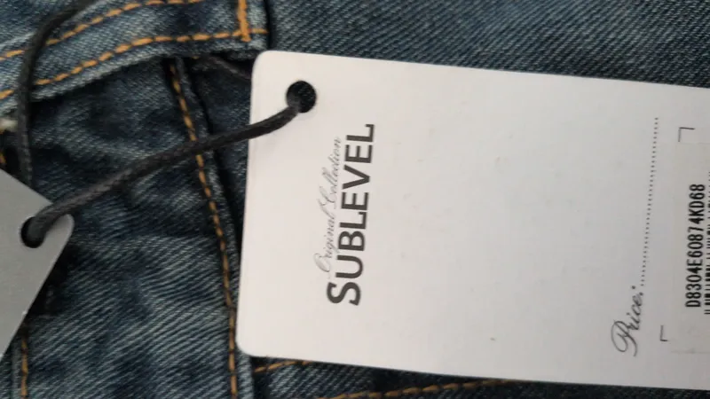 SUBLEVEL Damen Latzhose Jeans Shorts Gr. 32 Blau Casual Distressed 5