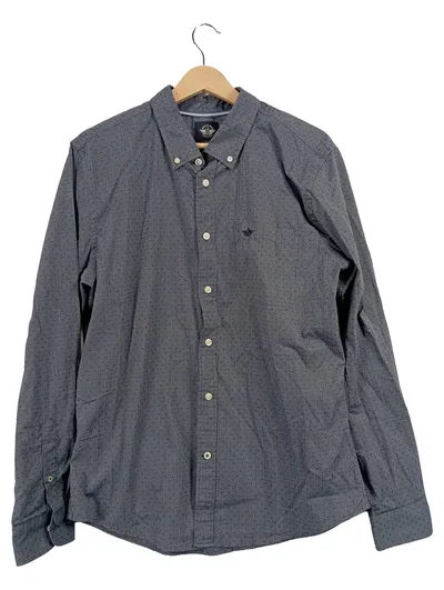 Dockers Herren Business Hemd Gr. L Grau Punkte Langarm