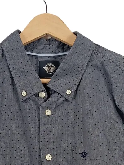 Dockers Herren Business Hemd Gr. L Grau Punkte Langarm