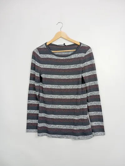 MARC AUREL Damen Langarmshirt Gr. 40 Gestreift Mehrfarbig