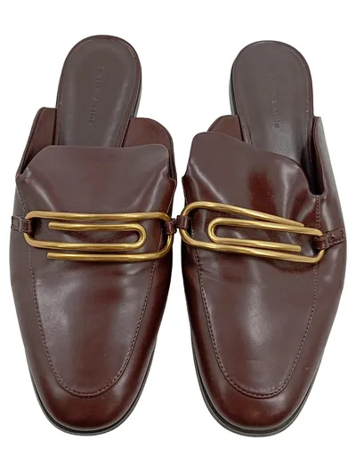 Charles & Keith Damen Mules Slipper Loafer Braun Gold Schnalle Gr. 40