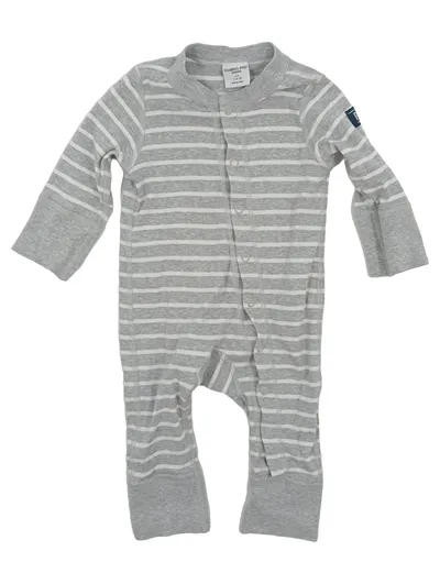 Polarn O. Pyret Baby Body Langarm Gestreift Grau Gr. 62 Baumwolle
