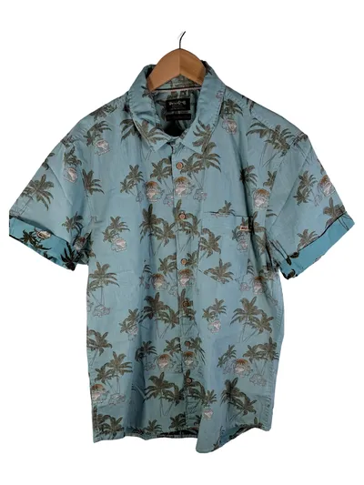 Jack & Jones Vintage Hemd Herren Kurzarm Floral Blau Baumwolle Gr. XL