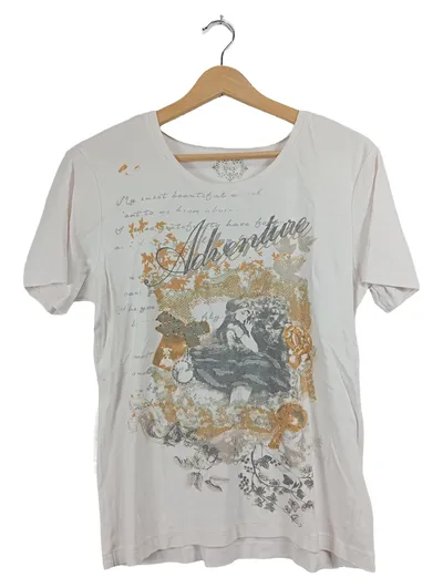 Adagio Damen T-Shirt Adventure Print Gr. 44 XXL Weiß Romantisch