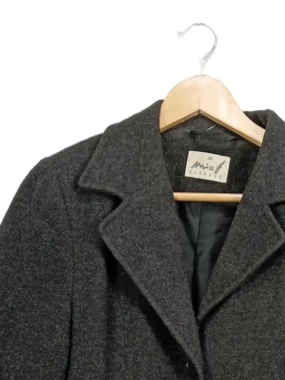 Miss Express Klassischer Wollmantel Damen Grau Gr. 38 Business Elegant