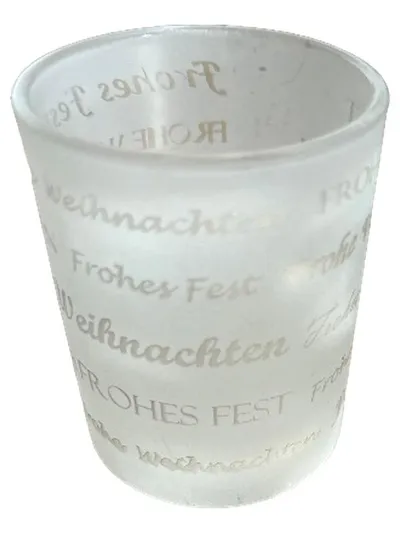dio Only for You Teelichthalter Frohes Fest Glas Weiß 9cm