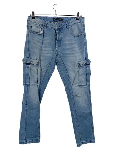 AMACI & SONS Herren Cargo Jeans Hose Stretch Blau W34/L32