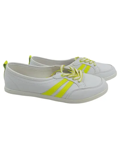 DooDogs Damen Sneaker low Gr. 38 Weiß Gelb Casual Sportschuhe