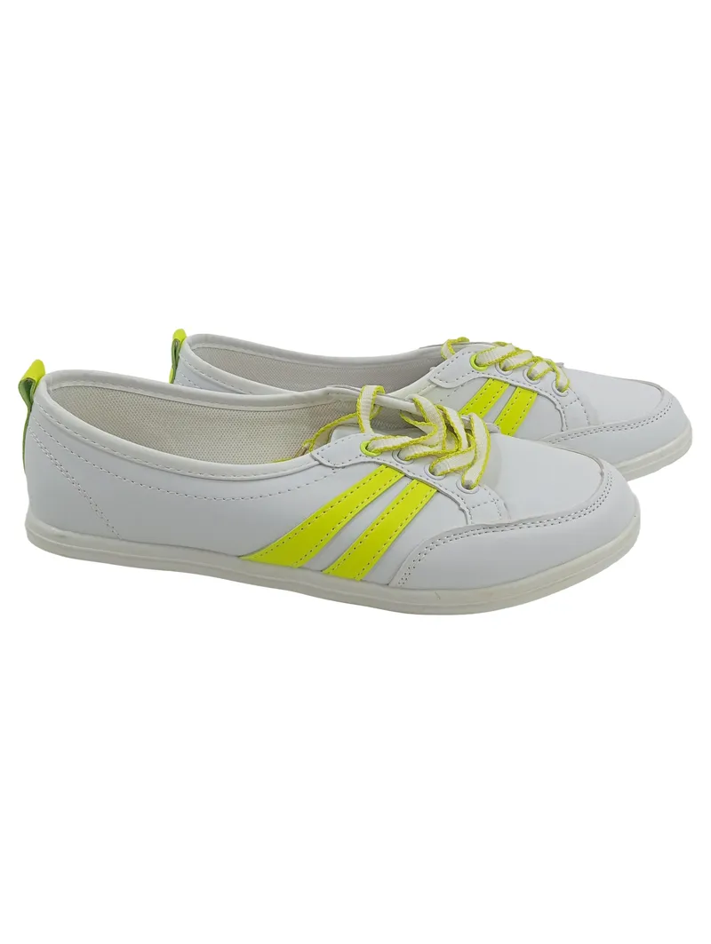 DooDogs Damen Sneaker low Gr. 38 Weiß Gelb Casual Sportschuhe 1