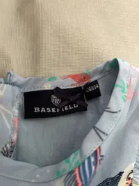 BASEFIELD Mädchen Sommerkleid Rüschen Fischmuster Blau Gr. 128/134 8