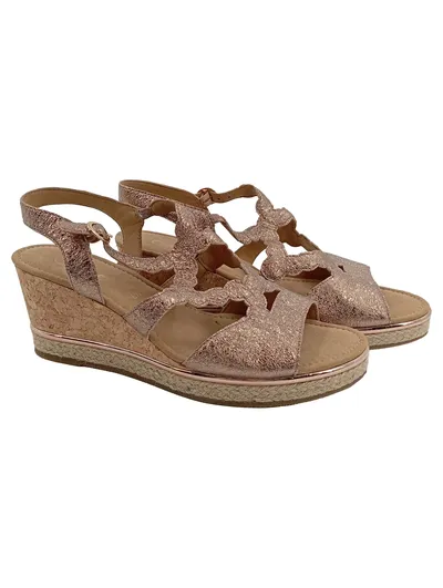 Gabor Damen Keilabsatz Sandalen Gold Gr. 40 Modisch Glitzer