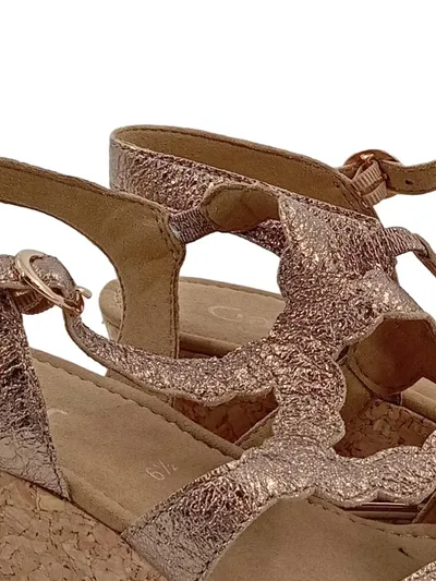 Gabor Damen Keilabsatz Sandalen Gold Gr. 40 Modisch Glitzer
