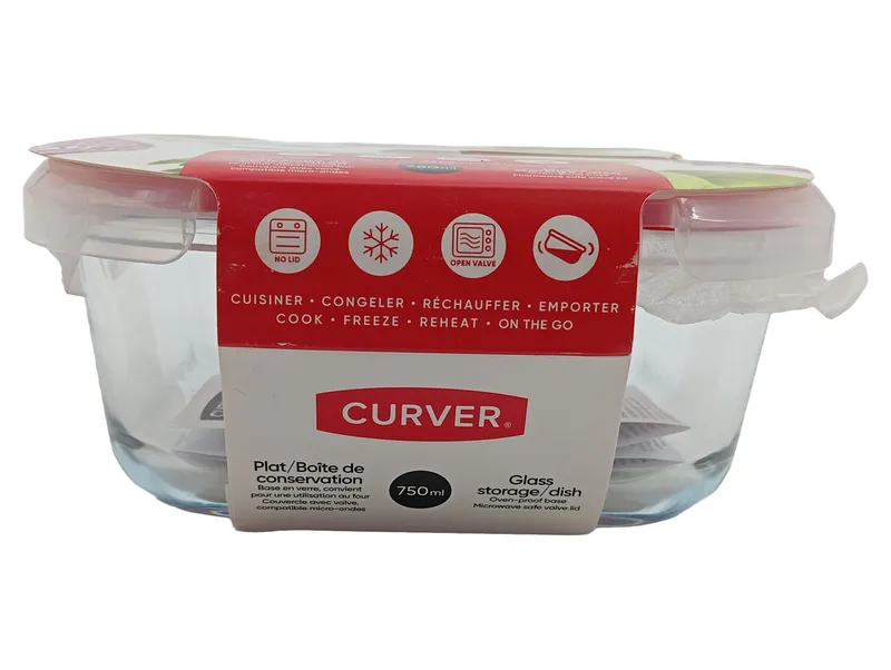 Curver Vorratsbehälter Glas rechteckig mit Deckel 750ml Transparent 1