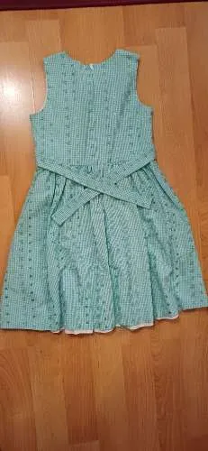 Bonnie Jean Mädchen Festkleid Gr. 152 Türkis Kariert Stickerei