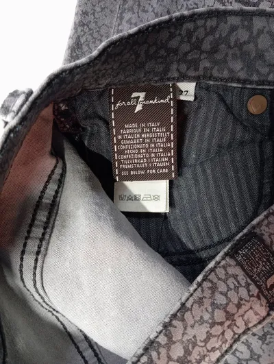 7 For All Mankind Damen Jeans Slim Fit W27 Gr. 38 Grau Leo Muster