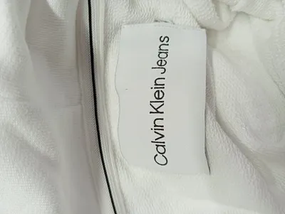 Calvin Klein Jeans Herren Kapuzenpullover Hoodie Weiß Gr. 54 XXL Logo Print