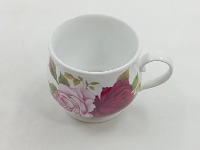 Cha Cult Tasse Porzellan Weiß Romantik Rosen Blumenmuster 9cm Kaffeebecher