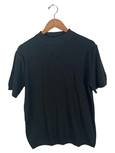 boohooMAN Herren T-Shirt Rippstrick Mock Neck Blau Gr. 48/M