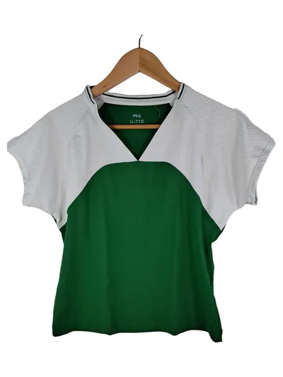 FILA Sport Shirt Damen Grün M Kurzarm Polyester Fitness Tennis